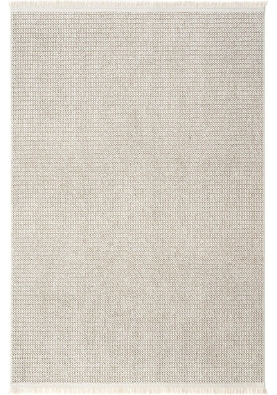 Krem Bukle Dokulu Düz Renk Modern Halı - Bk0360 Bej
