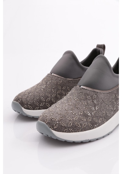 Dgn 404 Kadin Demir Taşli Sneaker Ayakkabi 404-2494-R12828 Gri - Beyaz