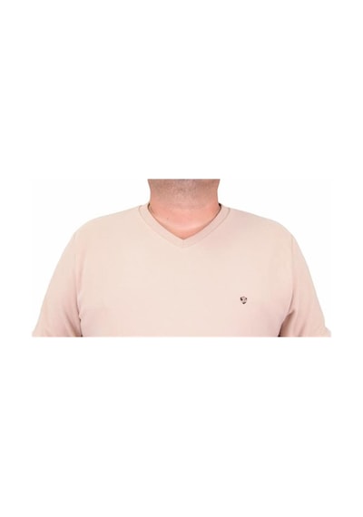 Starbattal Büyük Beden Selanik V Yaka Classic Sweat 23201 Bej-Bej
