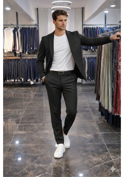 Tw Tonny White İtalyan Kesim Takım Elbise Spor Model Siyah