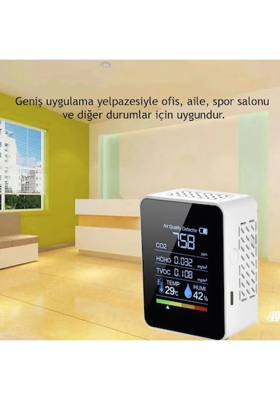 Techtic Dijital Hava Kalite Ölçüm Cihazı Sıcaklık Nem