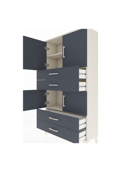 Arges Dolap 3 Raflı 4 Çekmeceli 4 Kapaklı 88x30x163 Aytaşı-antrasit Aytası