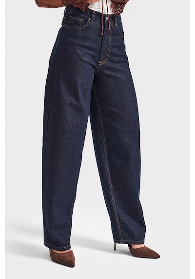 Itsbasic Kadın İndigo Renk Cindy 7w5-50 Skater Fit Bol Kesim İç Boy 80cm Denim Jean