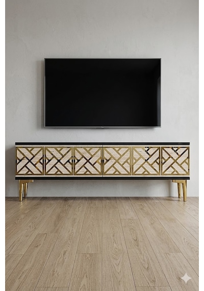 Tsa1238atg Arex Tv Sehpası Antrasit-traverten-gold 120cm