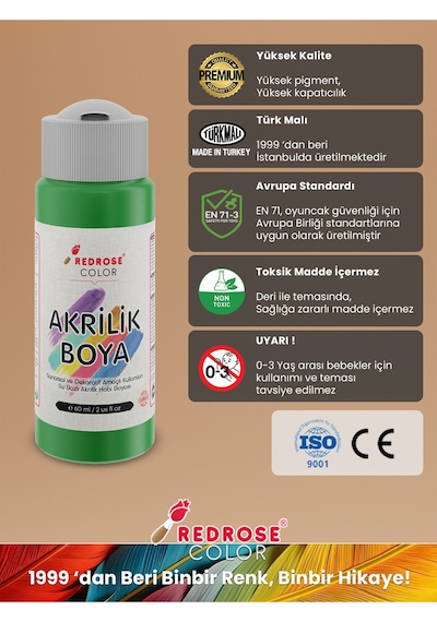 Red Rose Yeşil Akrilik Boya 60 ML