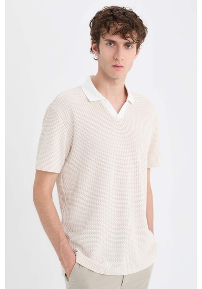 Defacto Regular Fit Polo Yaka Kısa Kollu Tişört B6548AX24SP Bej