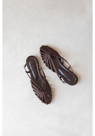 Wolk Shoes Lester Kadın Biyeli Saten Babet Kahverengi
