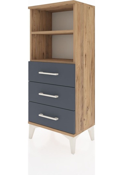 Arges Komodin 2 Raflı 3 Çekmeceli 44x30x106 Çam-antrasit Çam