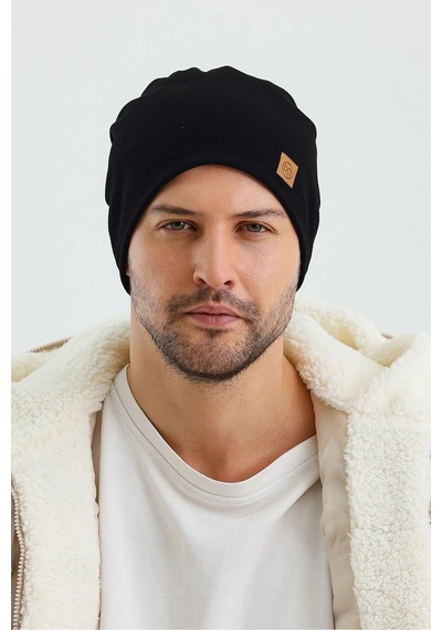 Erkek Termal %100 Pamuklu Soft 2 Stil 1 Arada Bere Premium Cuts Serisi - Standart / Siyah Siyah