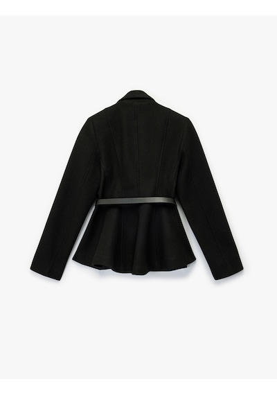 Koton Kruvaze Yaka Kemer Detaylı Peplum Blazer Ceket Siyah 6wak50166uw Siyah