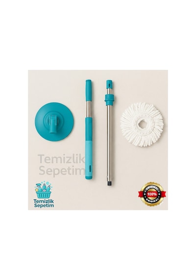 Fix Mop Set Pratik Temizlik Seti Sıkma Sistemli Döner Başlıklı 3 Adet Başlık