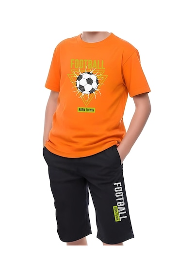 3'lü Summer-rockstar-gamer Baskılı Erkek Çocuk Kısa Kollu Çift Cepli Kapri Alt-üst Takım Çok Renkli