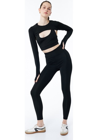 Koton Yüksek Bel Slim Fit Uzun Basic Spor Tayt Siyah 6wak40053nk SiYAH