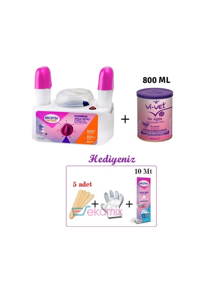 Ekamix Pro Serisi 2+1 Ağda Makinesi + Vivet Pudralı Ağda 800 ML