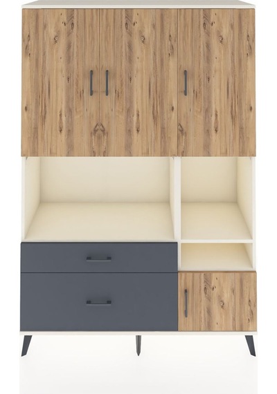 Hyperion Dolap 7 Raflı 2 Çekmeceli 4 Kapaklı 132x44x195 Aytaşı-çam/antrasit Atlas Çam/antrasıt