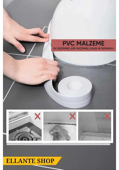 Banyo Küvet Mutfak Lavabo Su Sızdırmaz Bant Su Geçirmez Kenar Bandı Sızdırmazlık Tamir Beyaz 3.2m