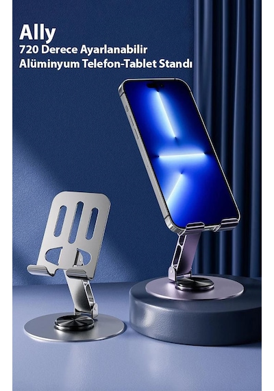 Zhltools 720 Derece Ayarlanabilir Alüminyum Telefon-tablet Standı Mor