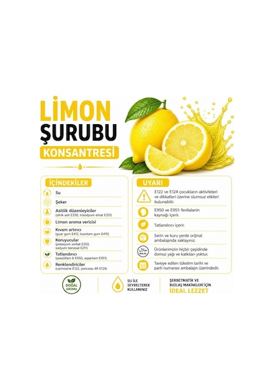 Ori Limon Aromalı Şerbet Ve Buzlaş Konsantre Şurubu 6 Kg