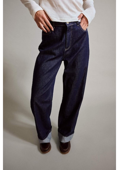 Defacto Wide Leg Geniş Bol Katlamalı Paça Jean Pantolon G2723ax25aunm26 Lacivert