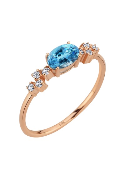 Sirius Pırlanta Ve Oval Mavi Topaz Taşlı Aquala Yüzük 0817r0340