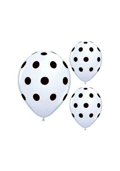 Siyah Puanlı Beyaz Balon - 10 Adet
