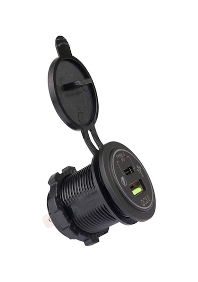 Otomatik Usb Güç Soketi Yüksek Akımlı Çift Pano Tip Usb 3.0 + Type-c Soket 12-24v Araç Şarj Cihazı