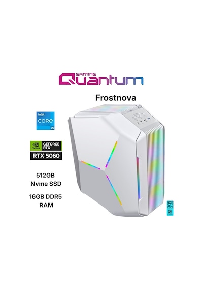 Quantum Gaming Frostnova i5-14400f 16 GB 512 GB SSD 8 GB RTX5060 Free Dos Masaüstü Oyuncu Bilgisayarı