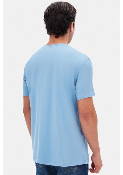 D's Damat Ds Damat Regular Fit Açık İndigo Düz Nakışlı %100 Pamuk T-shirt 4hc140632006m 7069341
