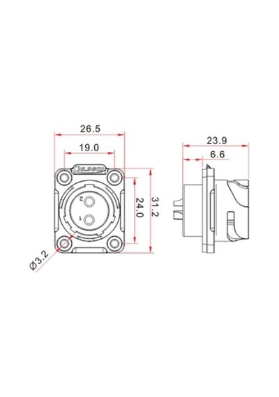 YM-20-J02SX-02-401 2-Pin Su Geçirmez Konnektör - Dişi