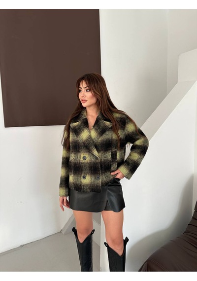 Roll Fashion Fashıon Yünlü Düğmeli Kaban Yeşil