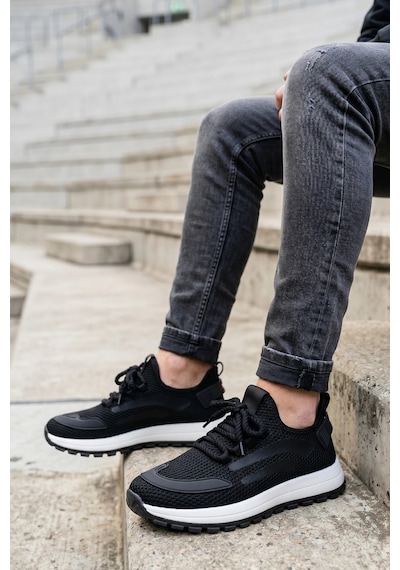In Step Stratomesh Siyah Kalın Tabanlı Erkek Spor Ayakkabı Rahat Günlük Sneaker