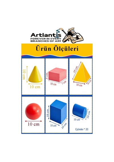 Geometrik Cisimler Ve Şekiller Büyük Boy 1 Paket Matematik Ders Materyali 10 Cm 6 Parça Prizma Küp Silindir Küp Koni