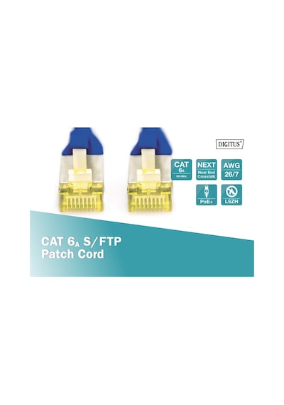 Cat 6a S-ftp Bağlantı Kablosu, Bakır, Lszh Awg 26/7, Uzunluk 50 Cm, Mavi Renk