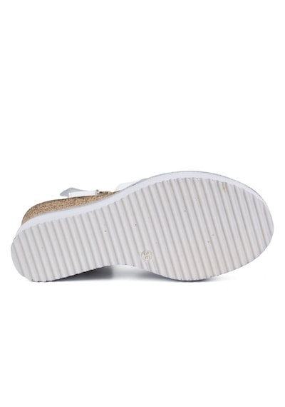 Mammamia D26ys-2970 Beyaz Hakiki Deri Dolgu Topuklu 8cm Kadın Sandalet