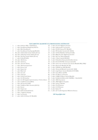 Arduino Akademi Usta Profesyonel Eğitim Seti