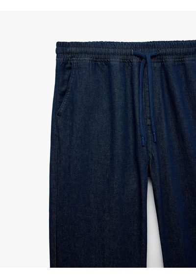Koton Cepli Pamuklu Beli Bağcıklı Rahat Kalıp Jogger Jean Pantolon Raw 7wam40416nd 63x