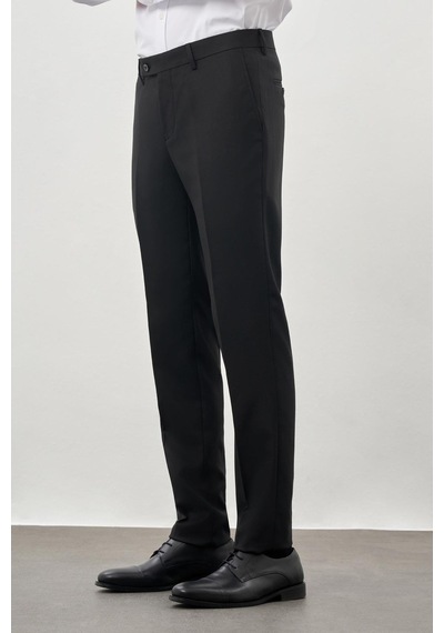 İmza Siyah Düz Gabardin Esnek Yan Cep Slim Fit Classic Pantolon 1003245209 001 Siyah