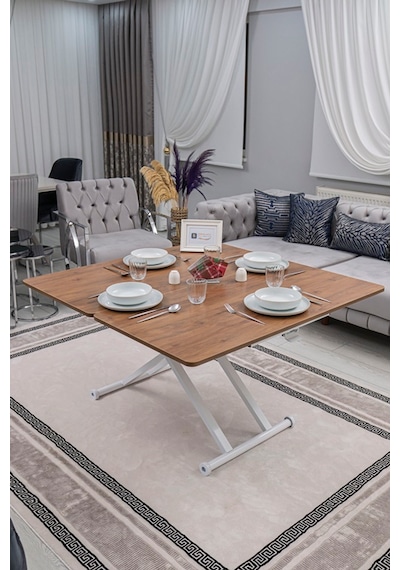 Home Üst Tabla Mdf Ceviz Oval Köşe Alt Beyaz