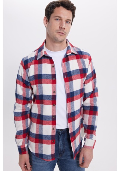 Tudors Erkek Slim Fit Dar Kesim Kareli Kışlık Oduncu Gömlek-42224 Kırmızı Tudors Erkek Slim Fit Dar Kesim Kareli Kışlık Oduncu Gömlek-42224 Kırmızı