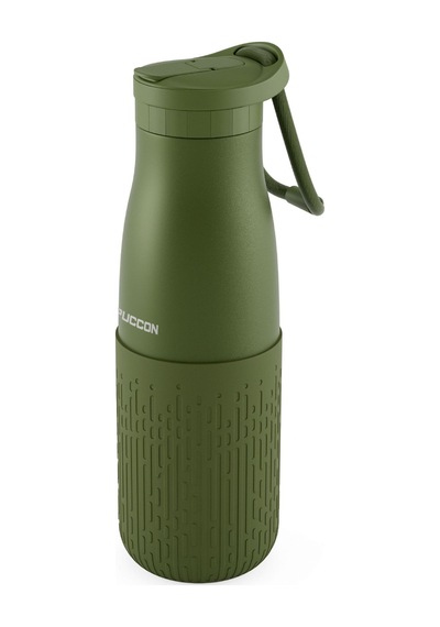 Puccon Pipetli 500 Ml Haki Paslanmaz Çelik Matara/suluk - Silikon Gövde Yağmur - 50017