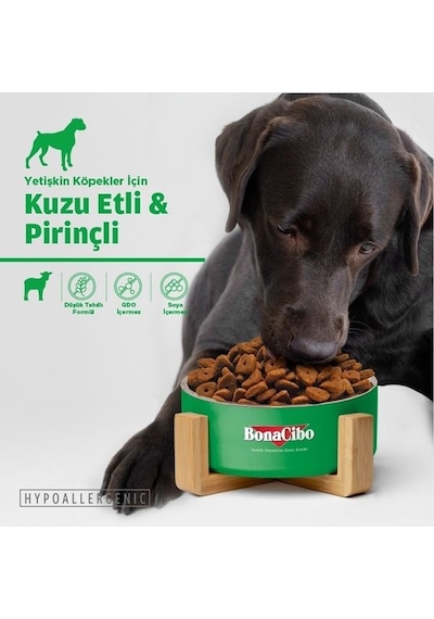 BonaCibo Adult Dog Lamb Kuzu Etli ve Pirinçli Yetişkin Köpek Maması 2 x 4 KG