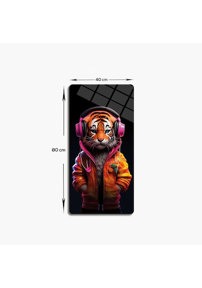 Cam Tablo Modern Art Serisi Baby Tiger 40x80