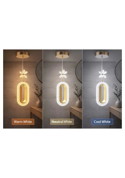 Bohem Aydınlatma Elips Tekli Sarkıt Gold 3 Renk Led Modern Avize Gold
