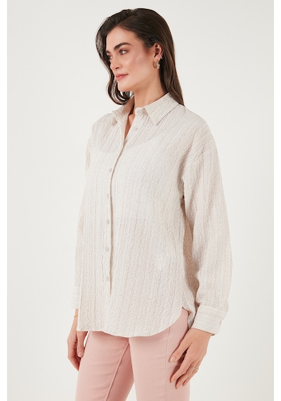 Lela Regular Fit Uzun Kollu Dokulu Bayan Gömlek 6772799 Taş