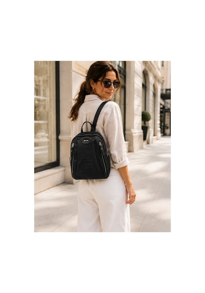 Just Polo Kadın Günlük Kullanıma Uygun Çok Bölmeli Sırt Çantası Ebat : 25 X 30 Cm Shopper Siyah