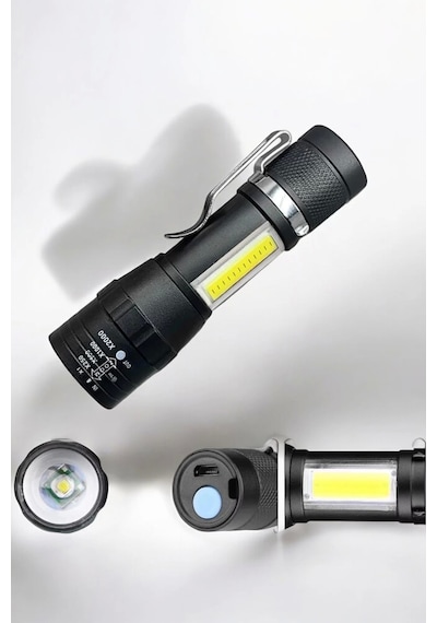 El Feneri Led Usb Şarjlı Zoom Mini Led Işık Acil Durum Feneri Çok Renkli