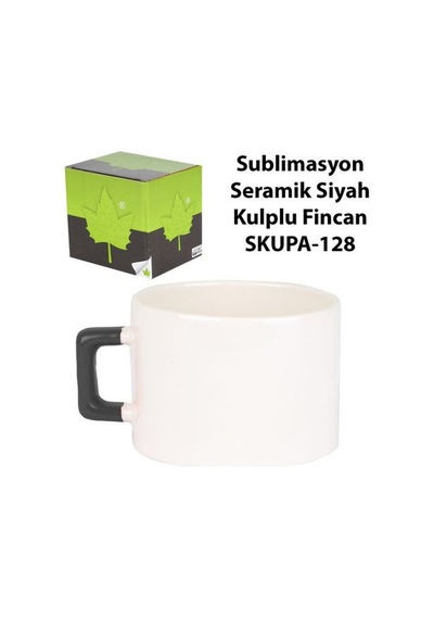 Sublimasyon Seramik Siyah Kulplu Lüks Fincan - Kutulu