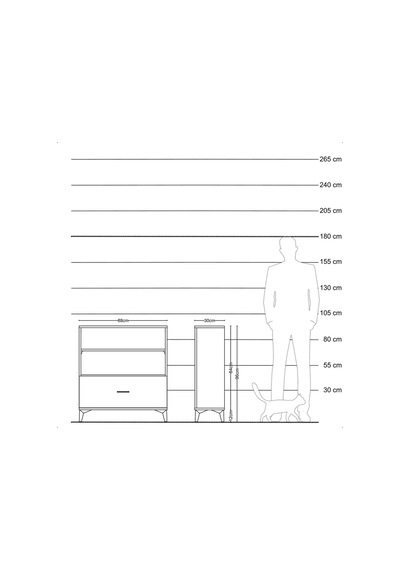 Arges Şifonyer 2 Raflı Tek Çekmeceli 88x30x96 Antrasit-çam Antrasit