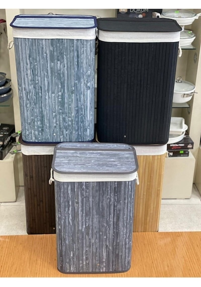 Sever Bambu Çamaşır Sepeti Dikdörtgen 33279 Gri Diğer
