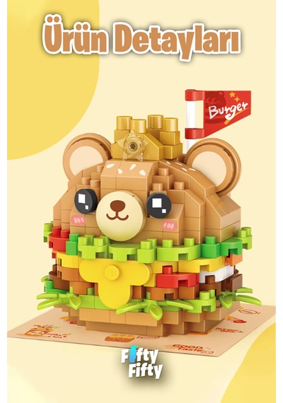 Loz Micro Block Serisi Sevimli Burger 260 Parça Oyuncak Yapım Set